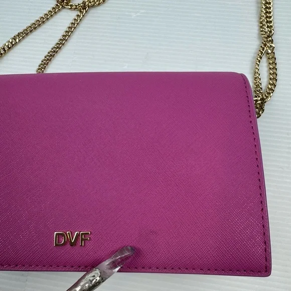 DVF Diane Von Furstenberg   Leather Shoulder Crossbody Bag Clutch Chain Strap - Picture 15 of 16